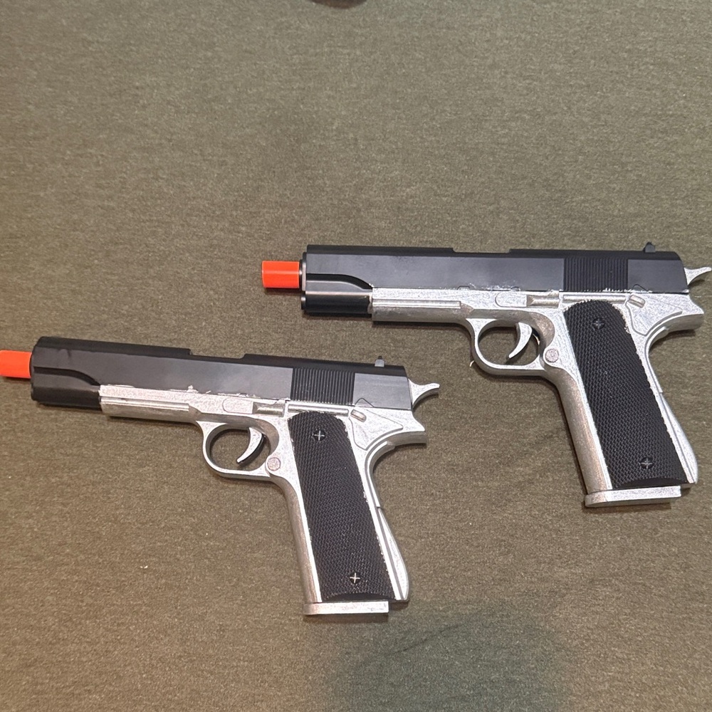 Black and Silver Toy Pistols (FAKE! COSPLAY PURPOSES ONLY)